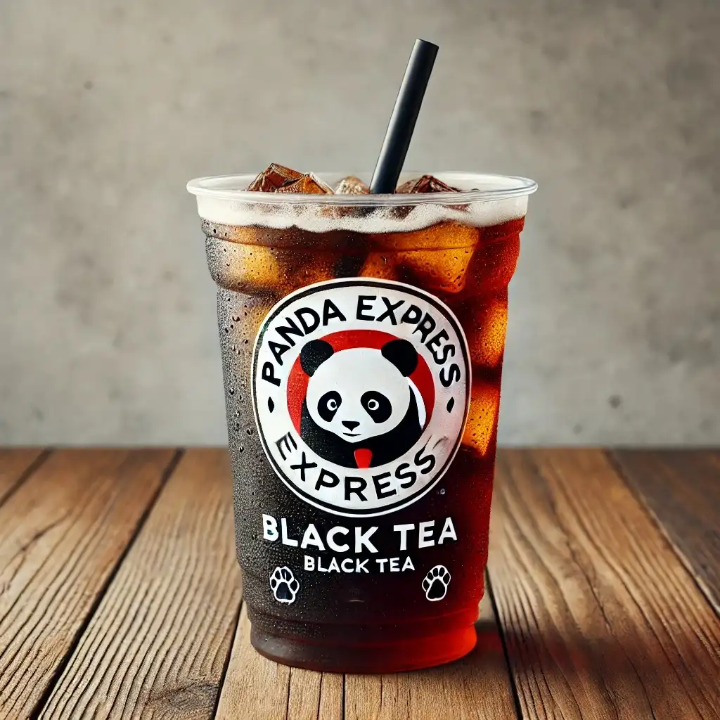 A Panda Express-themed Black Tea drink served in a clear plastic cup similar to the original design 1024x1024