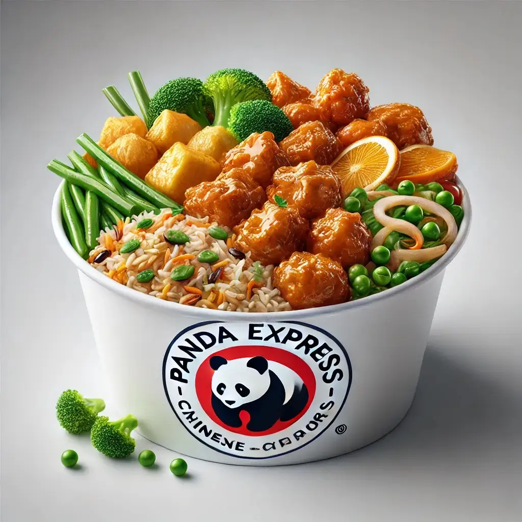 A detailed, realistic image of a Panda Express bowl 1024x1024