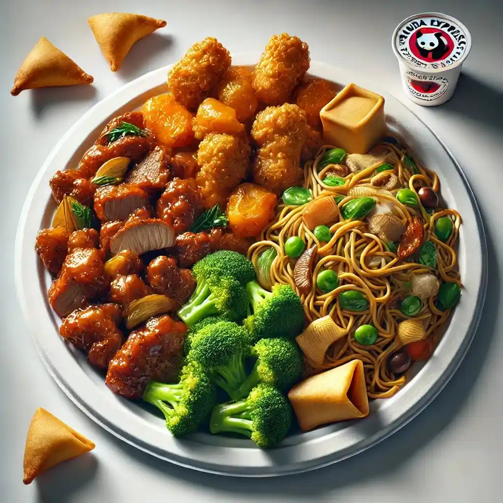 A realistic image of a Panda Express Bigger Plate Bundle 1024x1024