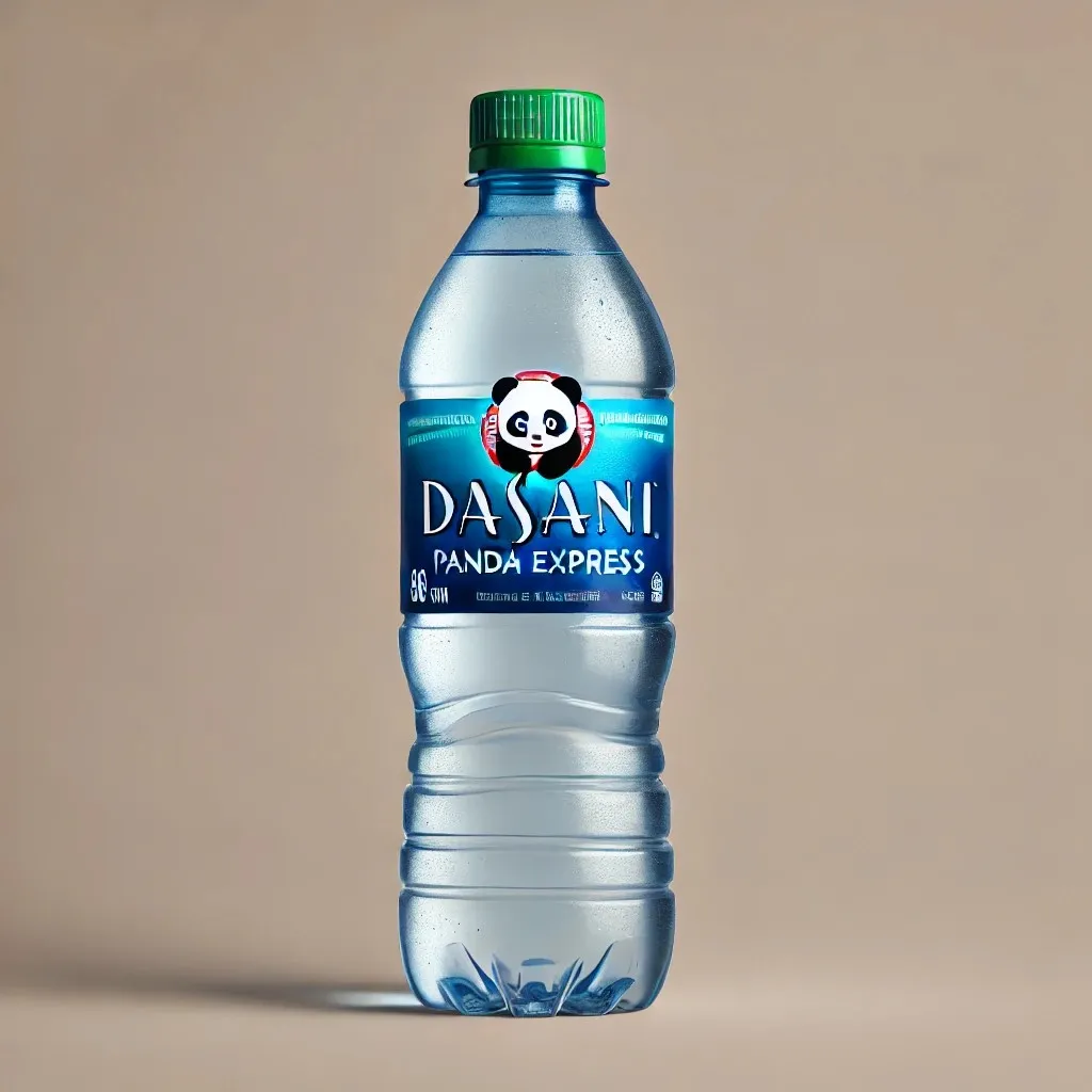 A simple and clean design of a Dasani water bottle featuring Panda Express branding 1024x1024