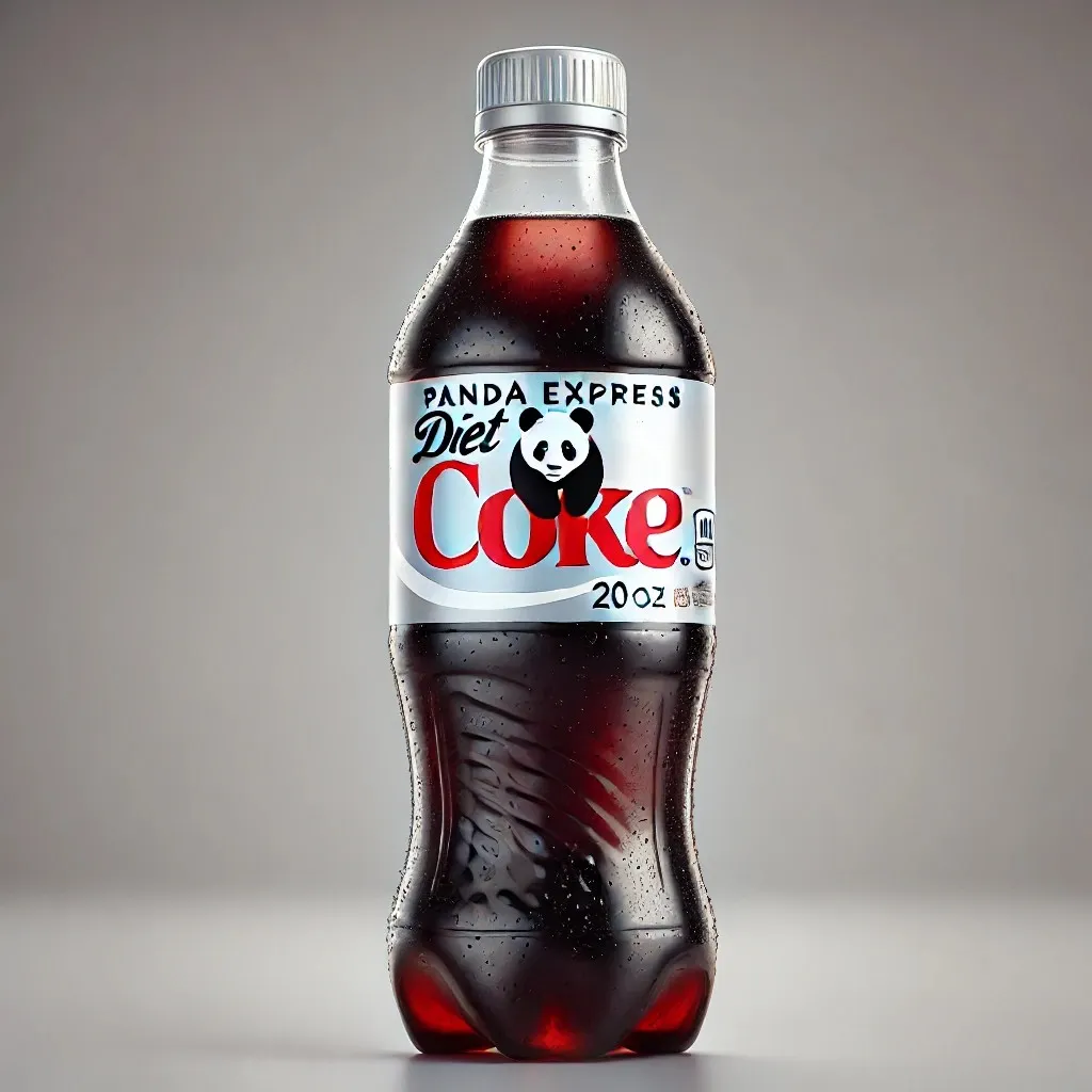 A sleek 20oz bottle of Diet Coke inspired by the original design, featuring Panda Express branding 1024x1024