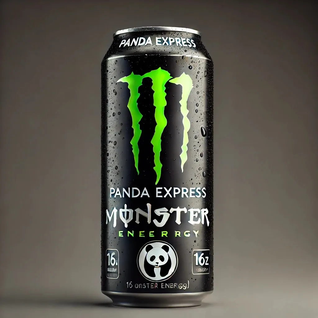 A sleek and bold 16oz can of Monster Energy inspired by the original design, featuring Panda Express branding 1024x1024