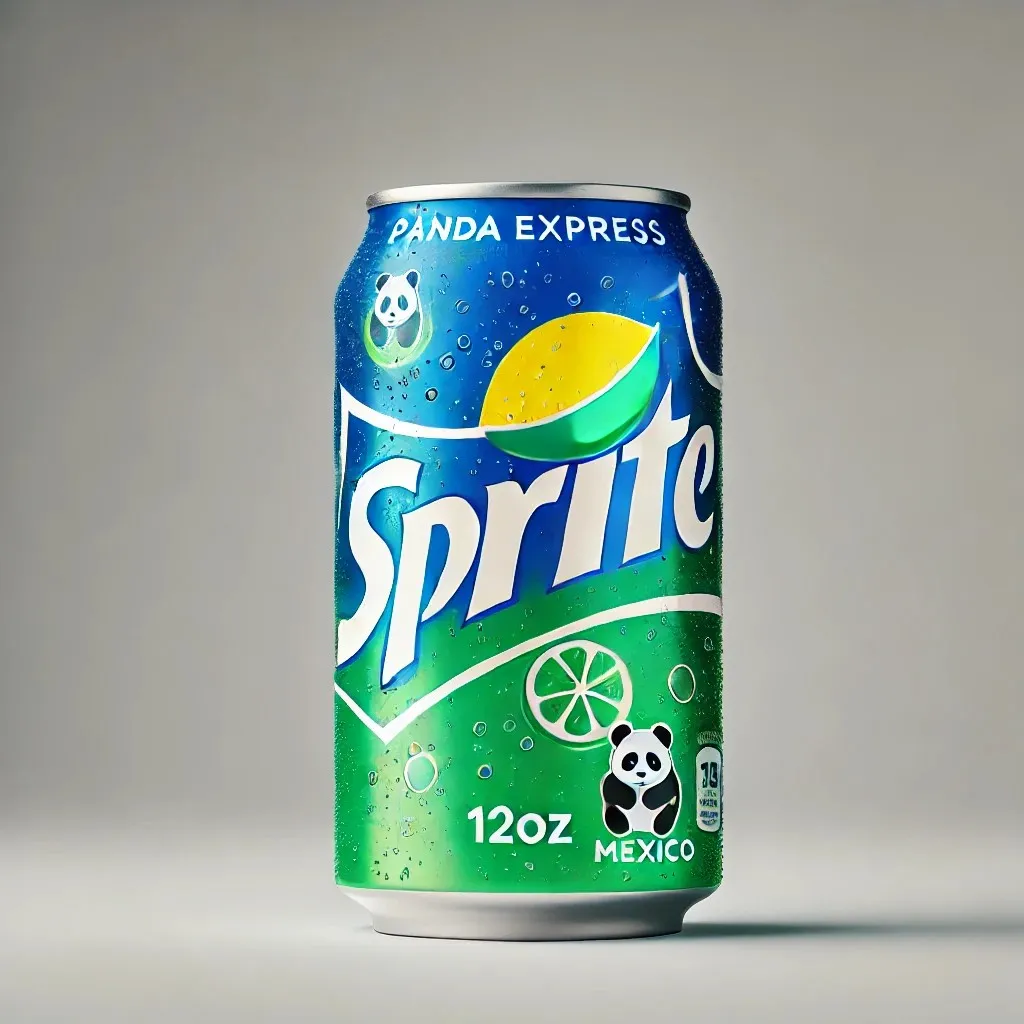 A vibrant 12oz can of Sprite Mexico inspired by the original design, featuring Panda Express branding 1024x1024