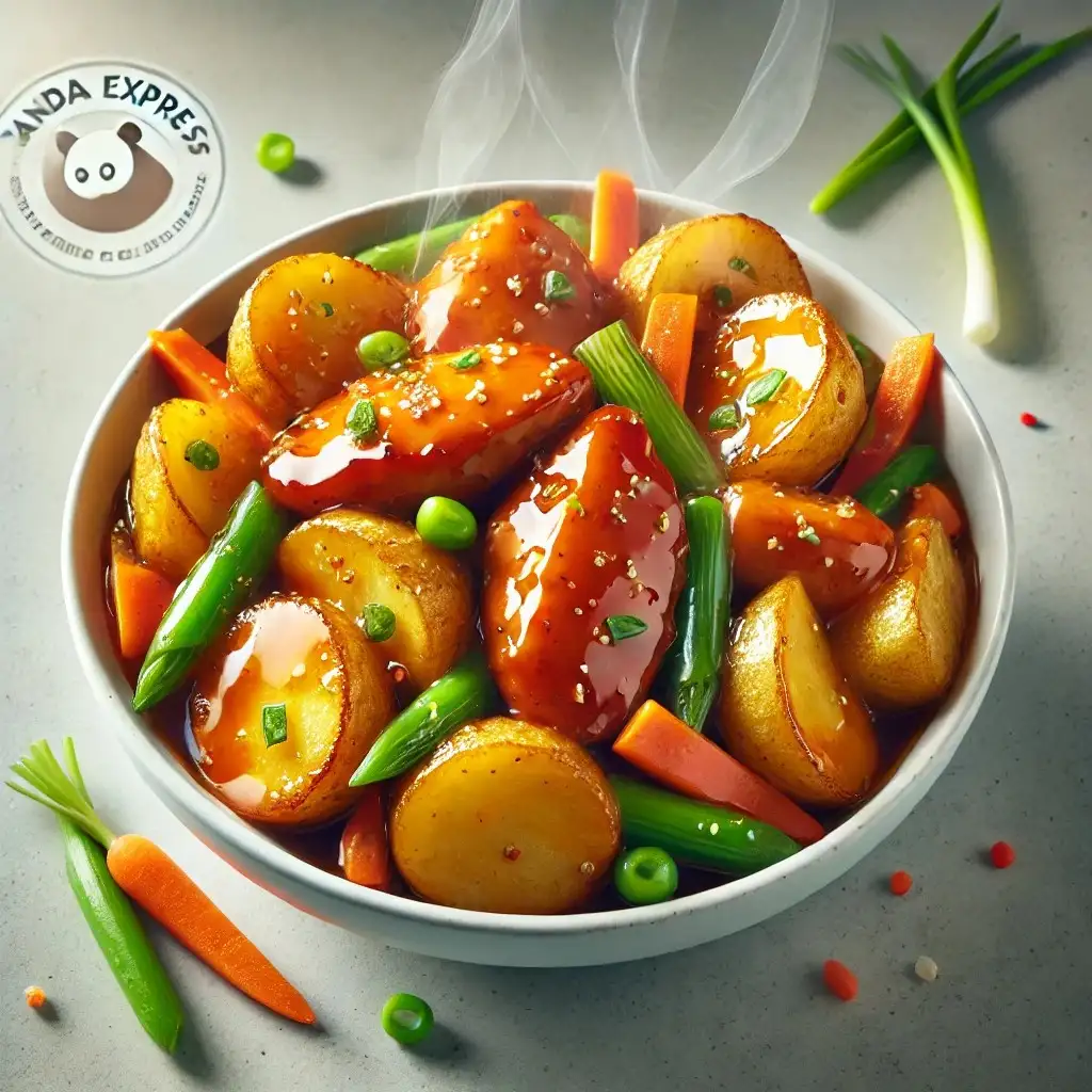 A vibrant and appetizing Panda Express Potato Chicken dish served in a white bowl 1024x1024.