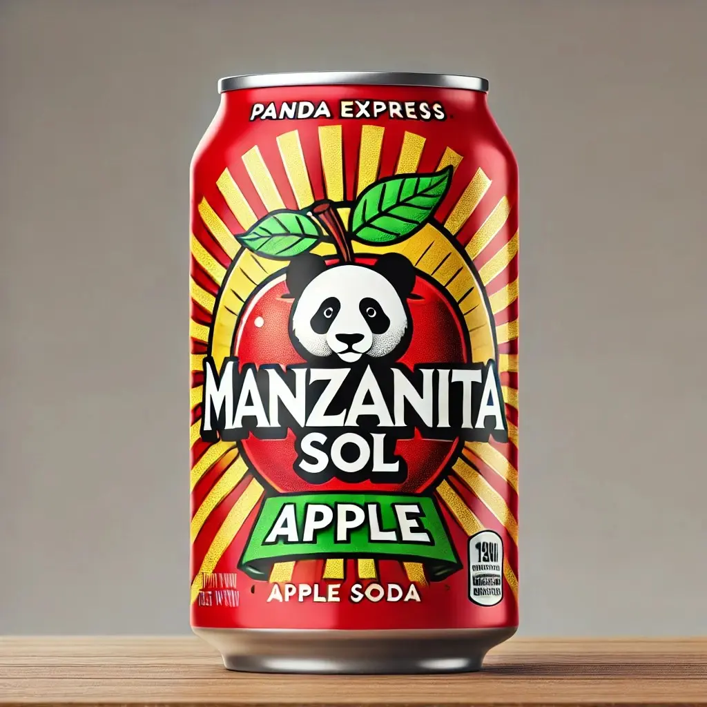 A vibrant red can of Manzanita Sol apple soda inspired by the original design 1024x1024